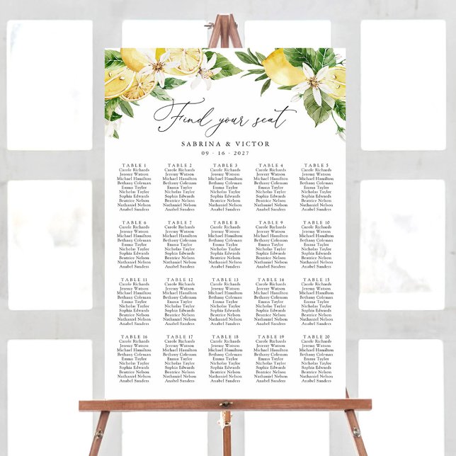 Zitronenzitrus 20 Tabelle Hochzeitstabelle Poster (Von Creator hochgeladen)