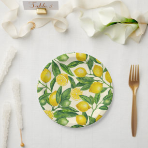 Zitronenzweige in grün und gelb pappteller