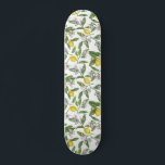 Zitronenzweige mit Blüten und Früchten Skateboard<br><div class="desc">Handgemalte Wasserfarbenmuster mit Zitronenästen mit Blüten und Früchten</div>