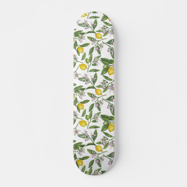 Zitronenzweige mit Blüten und Früchten Skateboard (Vorne)
