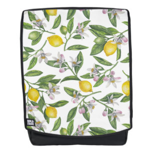 Zitronenzweige mit Blüten und weißen Früchten Rucksack