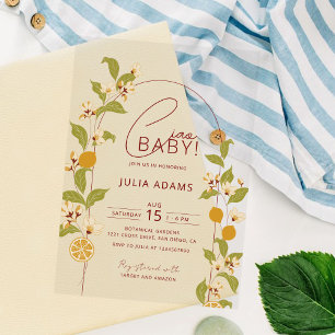 Zitrus Blau Gelbe Zitrone Amalfi-Küste Baby Shower Acryleinladungen
