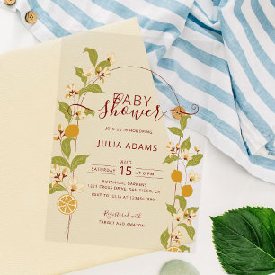 Zitrus Blau Gelbe Zitrone Amalfi-Küste Baby Shower Acryleinladungen