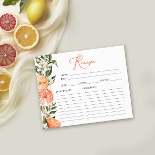 Zitrus-Blumen-Brautparty-Rezeptkarten