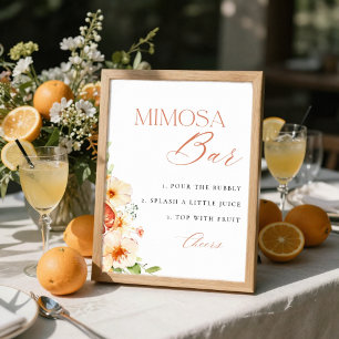 Zitrus-Blumen-Hochzeitsdusche-Mimosa-Bar-Schild Poster