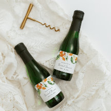 Zitrus Brautparty Mini Sekt Etikett