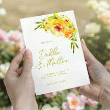 Zitrus Gelb und Grün Aquarell Blumige Hochzeit