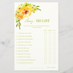 Zitrus Grün Gelb Floral Honey Do List Spiel