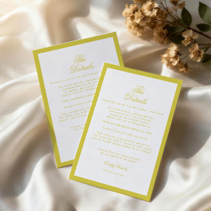 Zitrus Hochzeit Gelb Elegante Details Karte