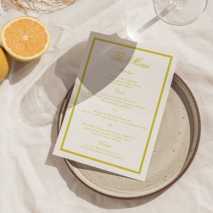 Zitrus-Hochzeit Gelb Elegante Speisekarte Einladung