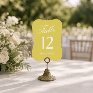 Zitrus-Hochzeit Gelb Gestanzte Tischnummer