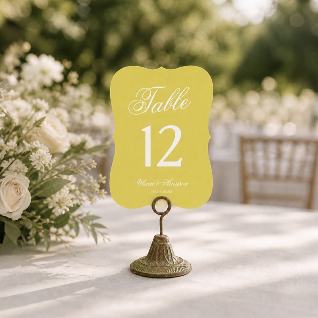 Zitrus-Hochzeit Gelb Gestanzte Tischnummer (Von Creator hochgeladen)