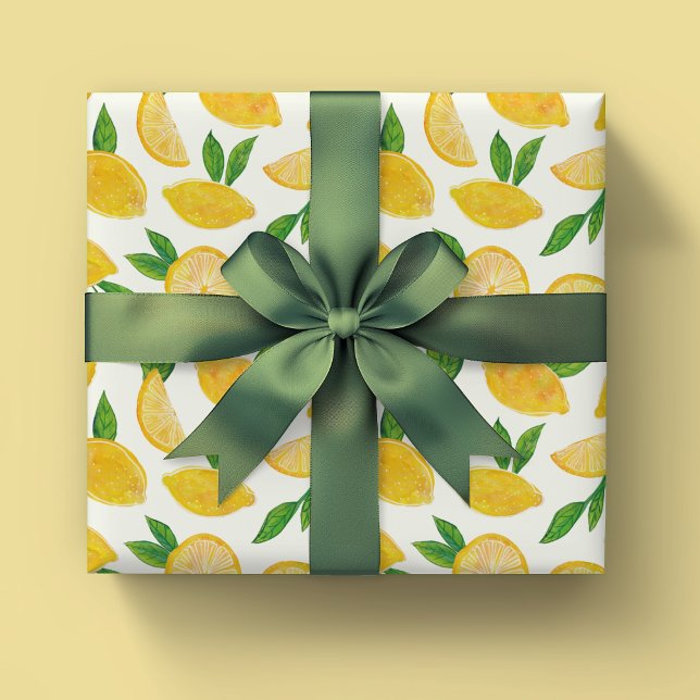 Zitrus Lemon Fruchtmuster Geschenkpapier (Citrus lemon wrapping paper for birthday, house warming and baby shower. Suit all occasions.)