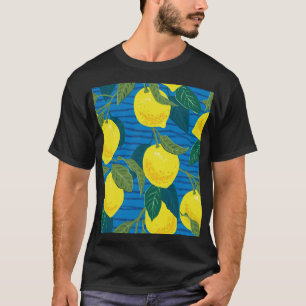 Zitrus-Limone: Handgezeichnetes vintage nahtloses T-Shirt