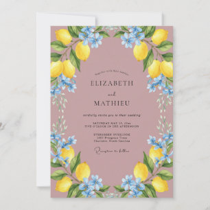Zitrus-Limonen-Mauve-Eukalyptus-Hochzeit Einladung