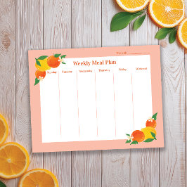 Zitrus-Limonen-Orangen-Wochenmahlzeitplan-Notizblo Notizblock