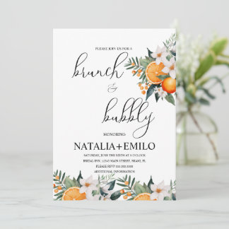 Zitrus-Orange-Blumen-Hochzeitsdusche-Brunch Einladung