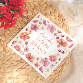 Zitrus-Orange-Blumen-Junggesellinnen-Abschied Serviette