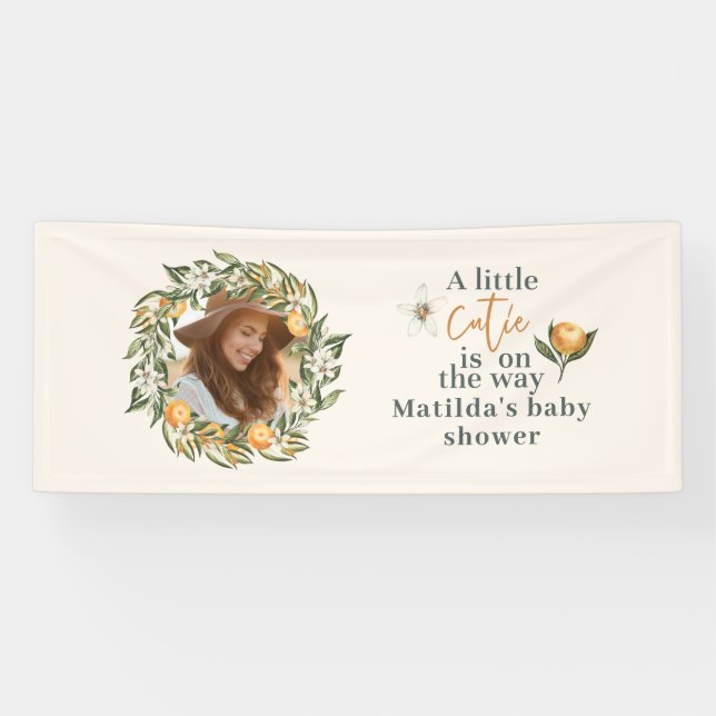 Zitrus, Orange + Blüte kleine Süsse Babydusche Banner (Horizontal)