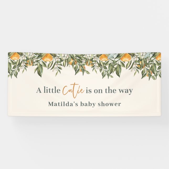 Zitrus, Orange + Blüte kleine Süsse Babydusche Banner (Horizontal)