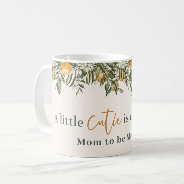 Zitrus, Orange + Blüte kleine Süsse Babydusche Kaffeetasse (Vorderseite Links)
