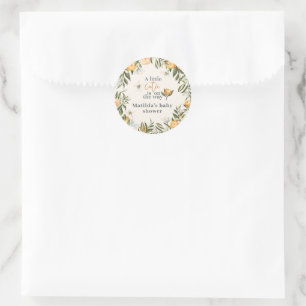 Zitrus, Orange + Blüte kleine Süsse Babydusche Runder Aufkleber