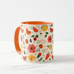 Zitrus Orange Frucht Nahtlose Muster Lebensmittel Tasse