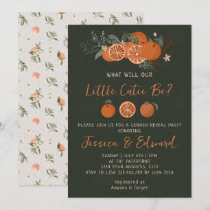 Zitrus Orange Green Little Süsse Gender Reveal Einladung