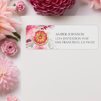 Zitrus-Rosa-Aquarell-Blumen-Baby-Party