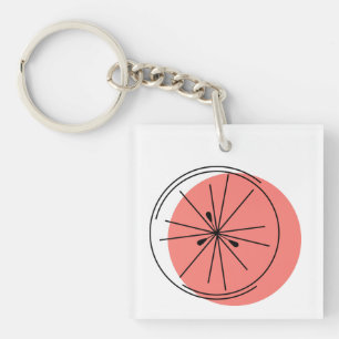 Zitrus Rosa Monogramm quadratisch doppelseitig Schlüsselanhänger