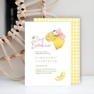 Zitrus rosa Schleife Zitrone Babyparty Einladung