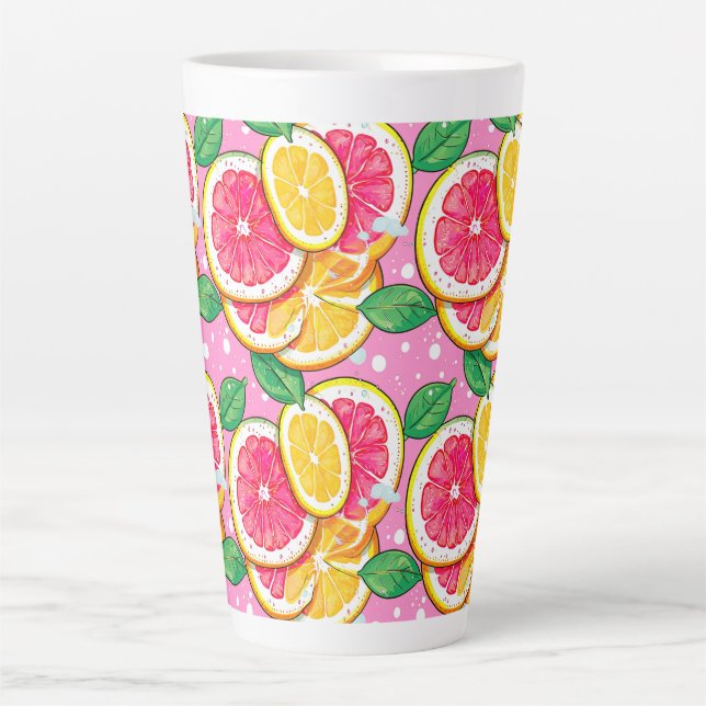 Zitrus Rosa Tupfenmuster Milchtasse (Vorderseite)