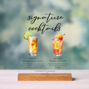 Zitrus-Signatur-Cocktails Sommerhochzeit Acrylschild