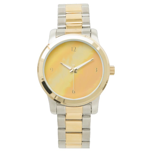 Zitrus-Sonnenorange-Wasserfarbenmuster Armbanduhr (Vorderseite)