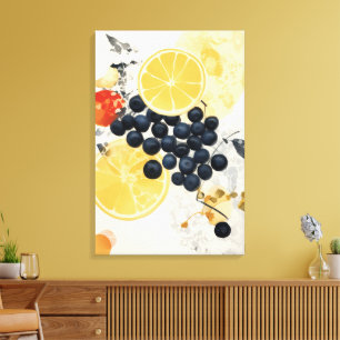 Zitrus- und Beeren-Botanik Mixed Media Leinwanddruck