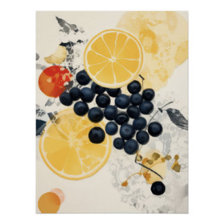 Zitrus- und Beeren-Botanik Mixed Media Poster