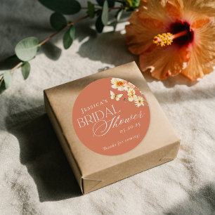 Zitrus- und Blumige Hochzeitsdusche Runder Aufkleber