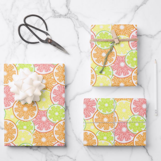 Zitrus-Verpackungspapier, Obst-Geschenkverpackung Geschenkpapier Set (Vorderseite)