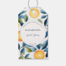 Zitrus-Wasserfarbe Moderne Blaue Orange Brautparty