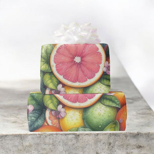 Zitrus-Wasserfarbe Orange Frucht Botanisch Sommer Geschenkpapier