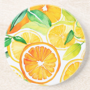 Zitrus-Wasserfarben-Orangen und -Zitronen Getränkeuntersetzer