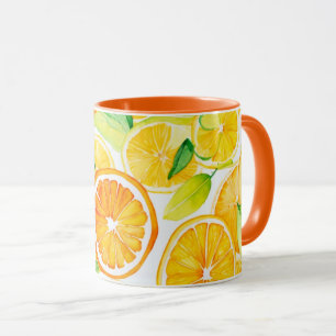 Zitrus-Wasserfarben-Orangen- und Zitronen-Kombinat Tasse