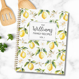 Zitrus Zitronenfrucht Botanisches Muster Rezept Notizbuch