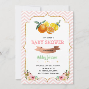 Zitrus-Zwillinge Baby Shower Thema Einladung