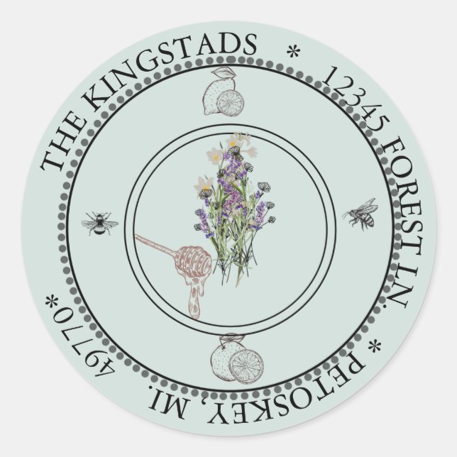 Zitrusbäume auf dem Etikett der Blume rund um den  Runder Aufkleber (Vorderseite)