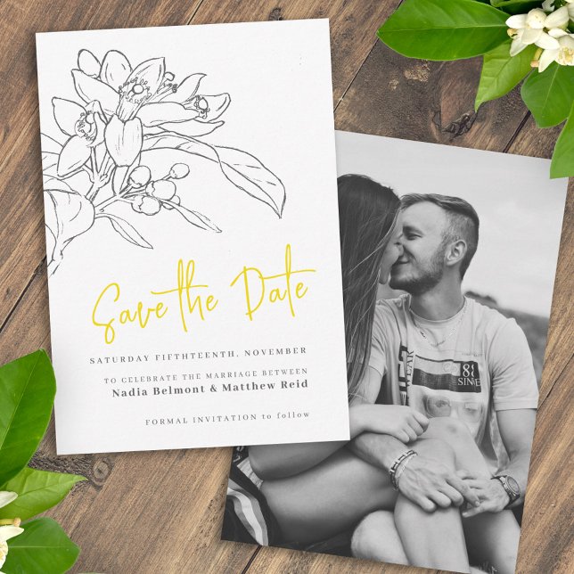 Zitrusblüte Foto Hochzeit speichern Sie das Datum Save The Date (Von Creator hochgeladen)