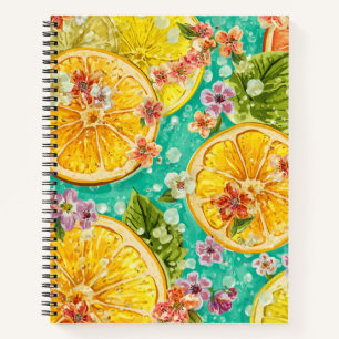 Zitrusblüte Zitrone & Wildblumen Aquarell Notizbuch