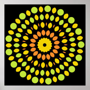 Zitrusfarben, grün, gelb, orange, poster