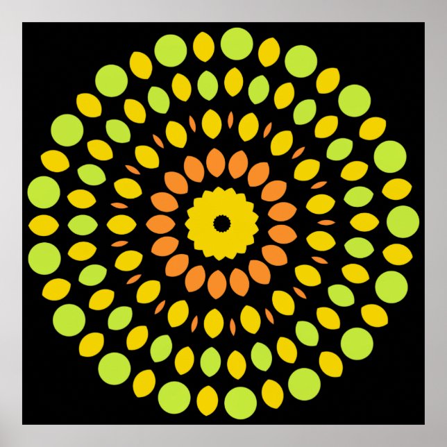 Zitrusfarben, grün, gelb, orange, poster (Vorne)