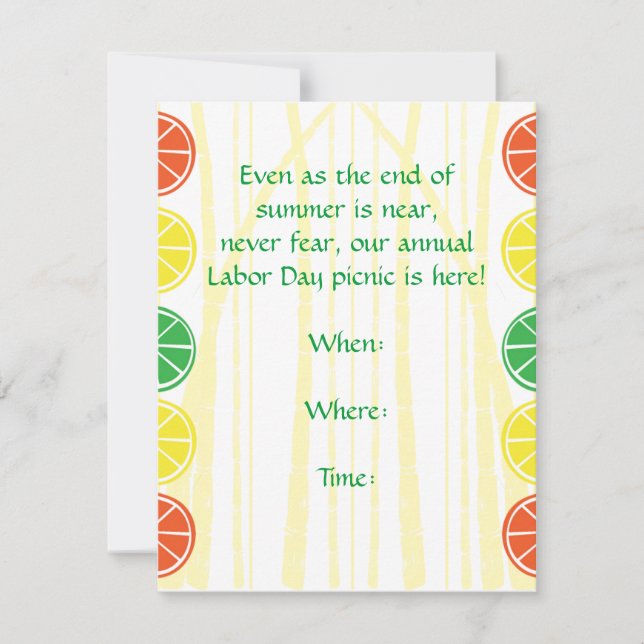 Zitrusfrucht-Bambus-Party Einladung (Vorderseite)